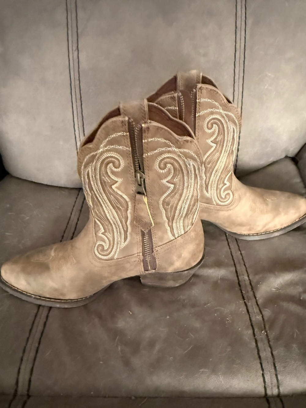 Durango Women's Embroidered Ankle Booties - Taupe
